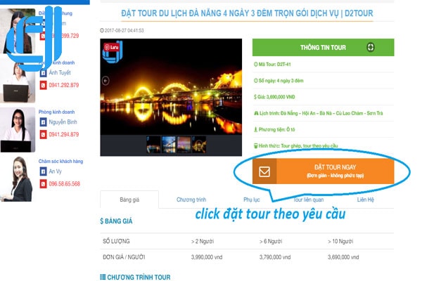 hướng dẫn đặt tour du lịch công ty du lịch đà nẵng D2tour